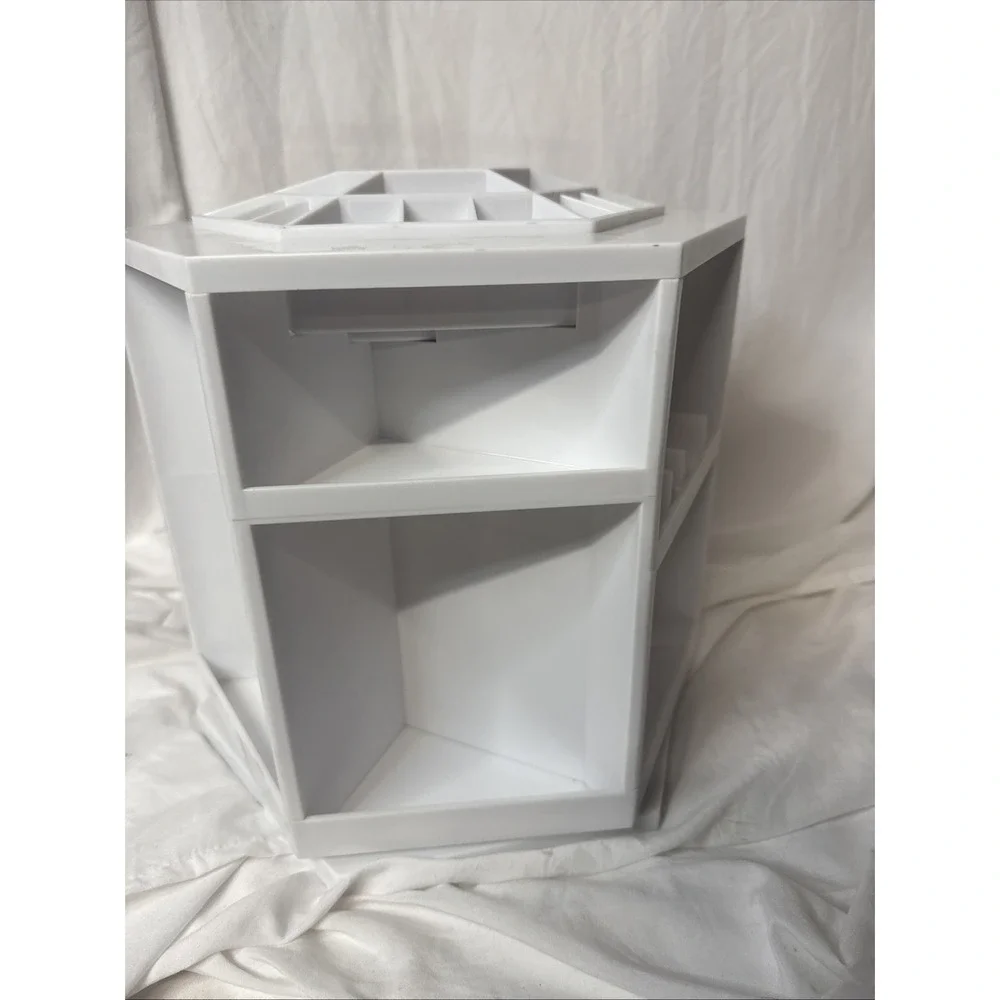 Lori Greiner Makeup Cosmetic Craft Organizer Tabletop Spinning Rotating  White